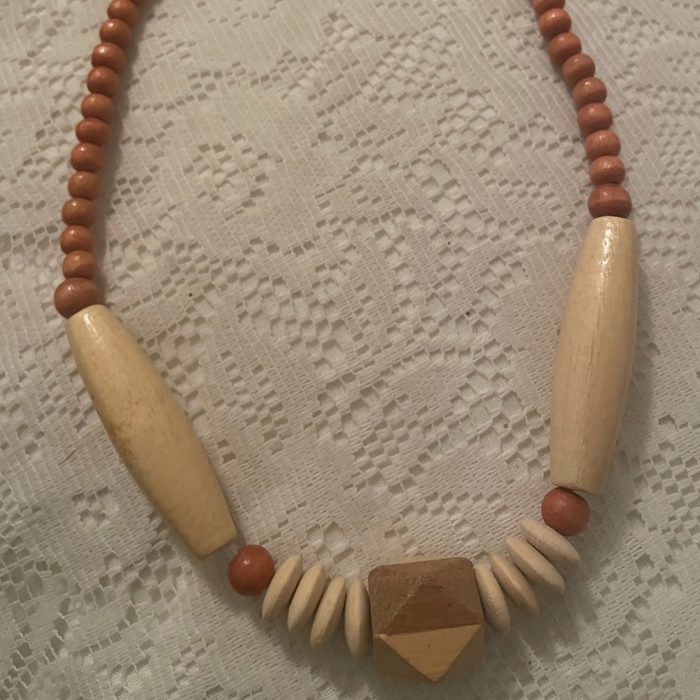 Wood beaded necklace